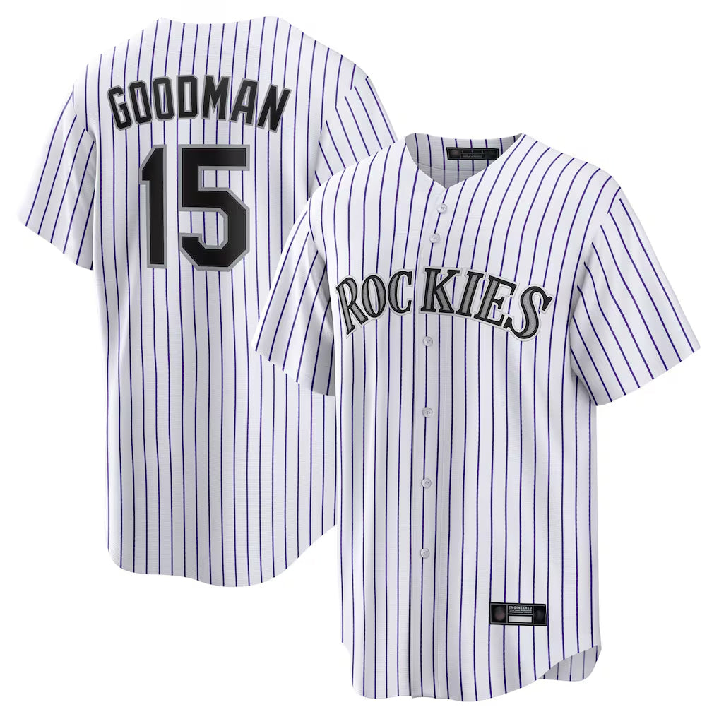 Odoa C.Rockies #15 Hunter Goodman Player White Game Home Stitched Jerseys