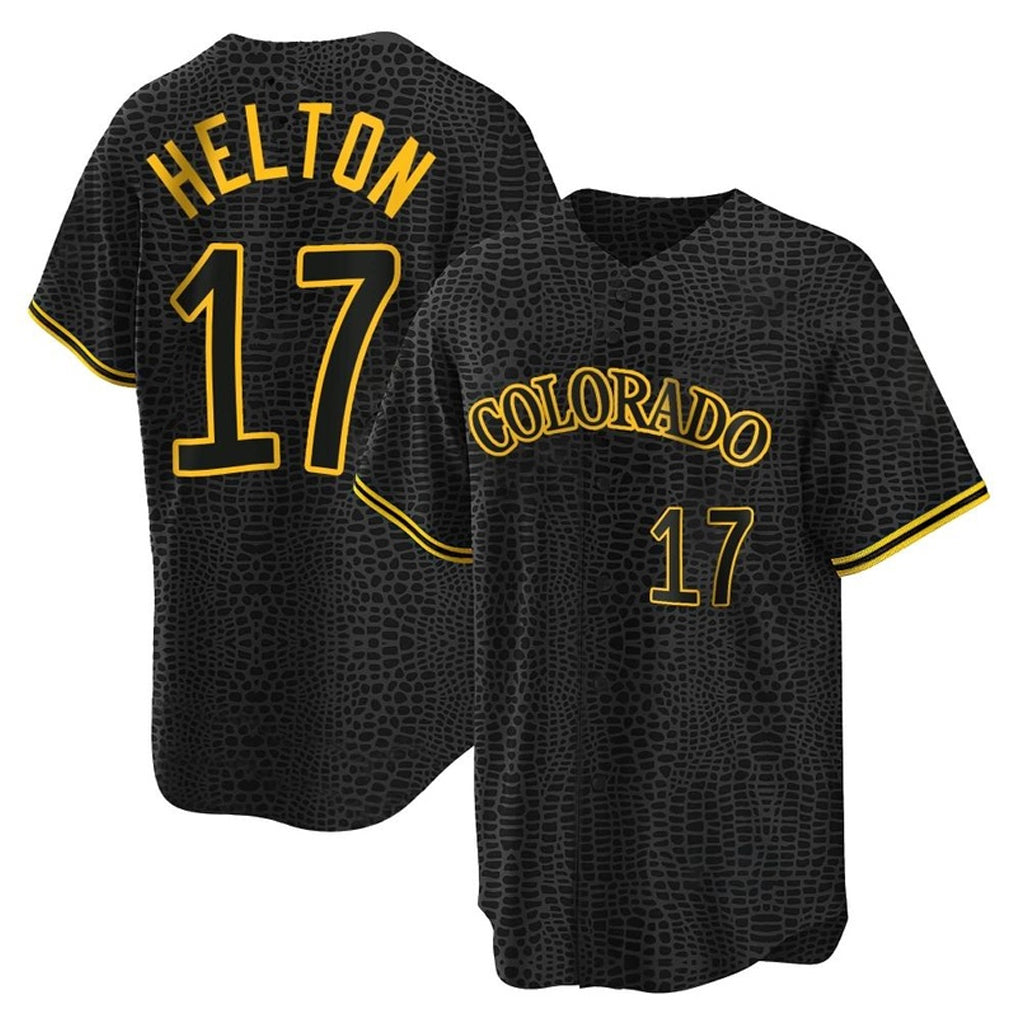 Odoa C.Rockies #17 Todd Helton Player Black Snake Skin City Home Game Stitched Jerseys