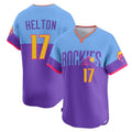 Odoa C.Rockies #17 Todd Helton Player Purple-Light Blue City Connect Limited Home T-shirt Stitched Jerseys