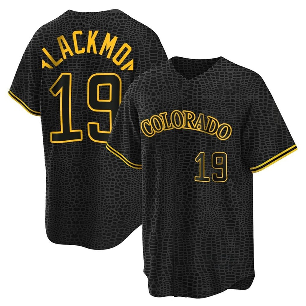 Odoa C.Rockies #19 Charlie Blackmon Player Black Snake Skin City Home Game Stitched Jerseys