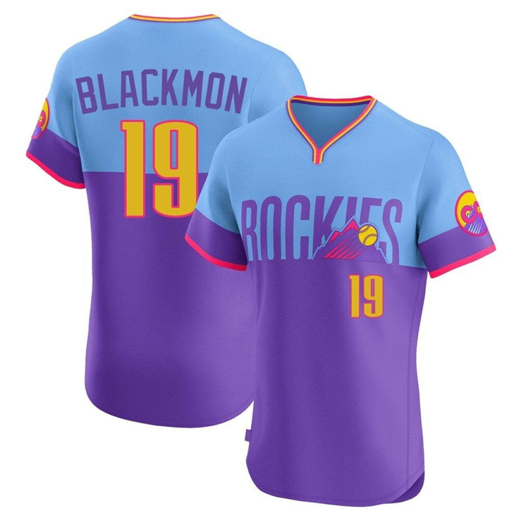 Odoa C.Rockies #19 Charlie Blackmon Player Purple-Light Blue City Connect Limited Elite Home T-shirt Stitched Jerseys