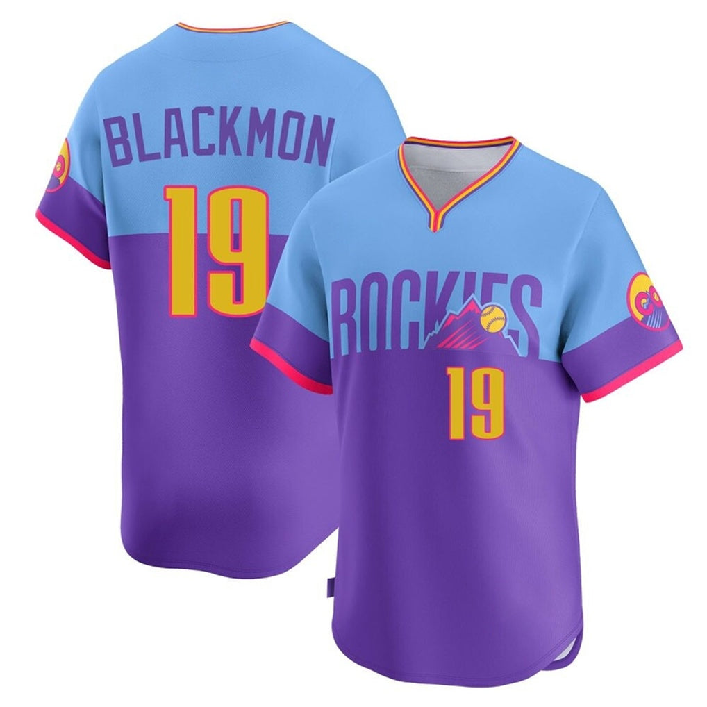 Odoa C.Rockies #19 Charlie Blackmon Player Purple-Light Blue City Connect Limited Home T-shirt Stitched Jerseys