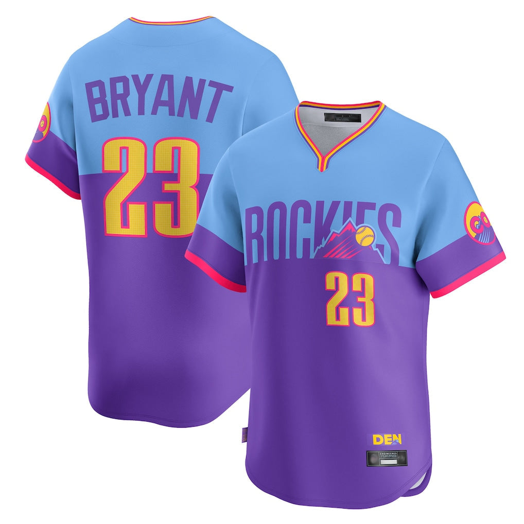 Odoa C.Rockies #23 Kris Bryant Player Purple-Light Blue City Connect Limited Home T-shirt Stitched Jerseys