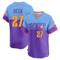 Odoa C.Rockies #27 Jordan Beck Player Purple-Light Blue City Connect Limited Home T-shirt Stitched Jerseys