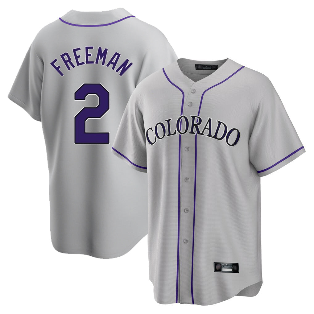 Odoa C.Rockies #2 Tyler Freeman Player Gray Game Home Stitched Jerseys