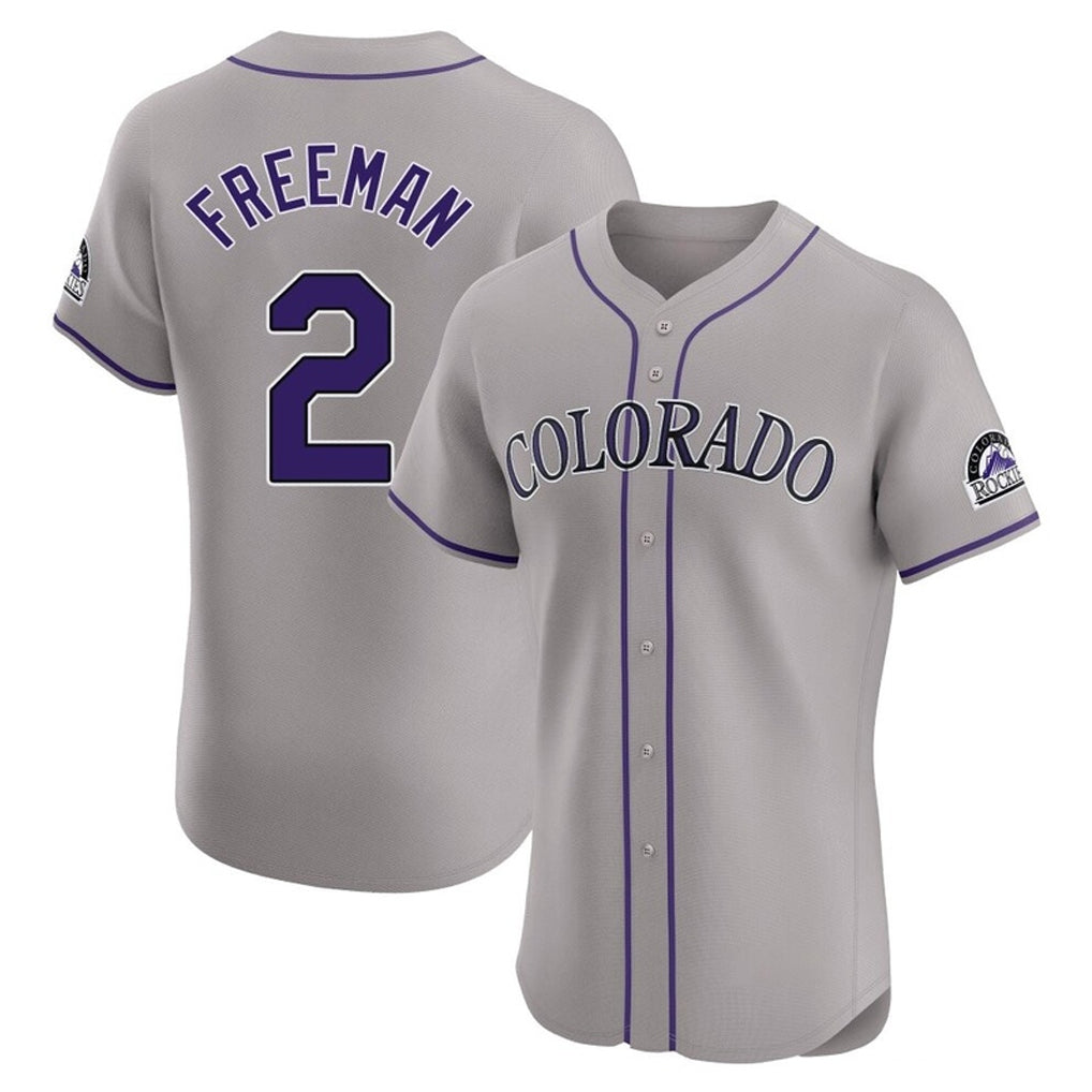 Odoa C.Rockies #2 Tyler Freeman Player Gray Limited Elite Home Stitched Jerseys