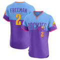 Odoa C.Rockies #2 Tyler Freeman Player Purple-Light Blue City Connect Limited Elite Home T-shirt Stitched Jerseys
