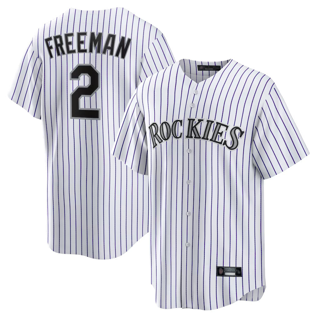 Odoa C.Rockies #2 Tyler Freeman Player White Game Home Stitched Jerseys