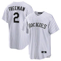 Odoa C.Rockies #2 Tyler Freeman Player White Game Home Stitched Jerseys