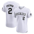 Odoa C.Rockies #2 Tyler Freeman Player White Limited Elite Home Stitched Jerseys