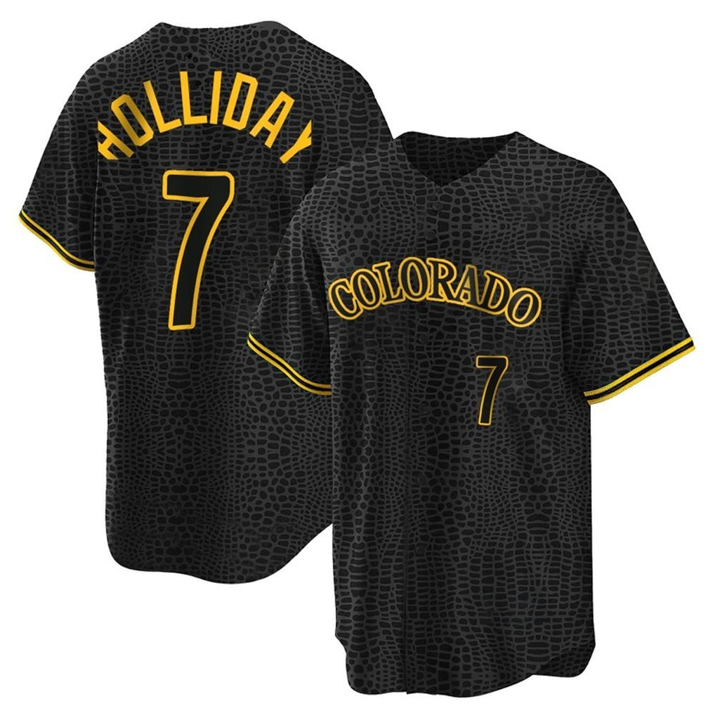 Odoa C.Rockies #7 Matt Holliday Player Black Snake Skin City Home Game Stitched Jerseys