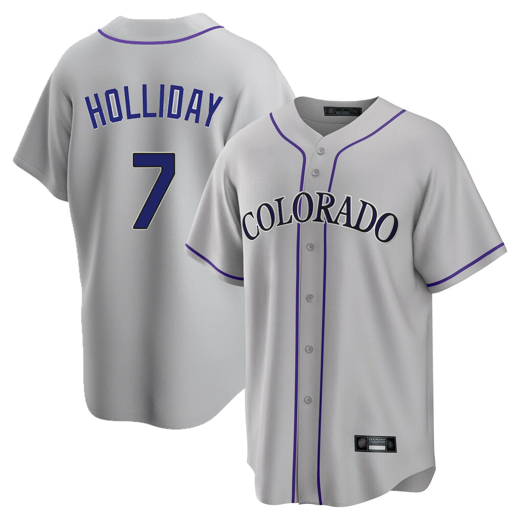 Odoa C.Rockies #7 Matt Holliday Player Gray Game Home Stitched Jerseys
