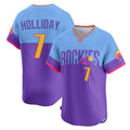 Odoa C.Rockies #7 Matt Holliday Player Purple-Light Blue City Connect Limited Home T-shirt Stitched Jerseys