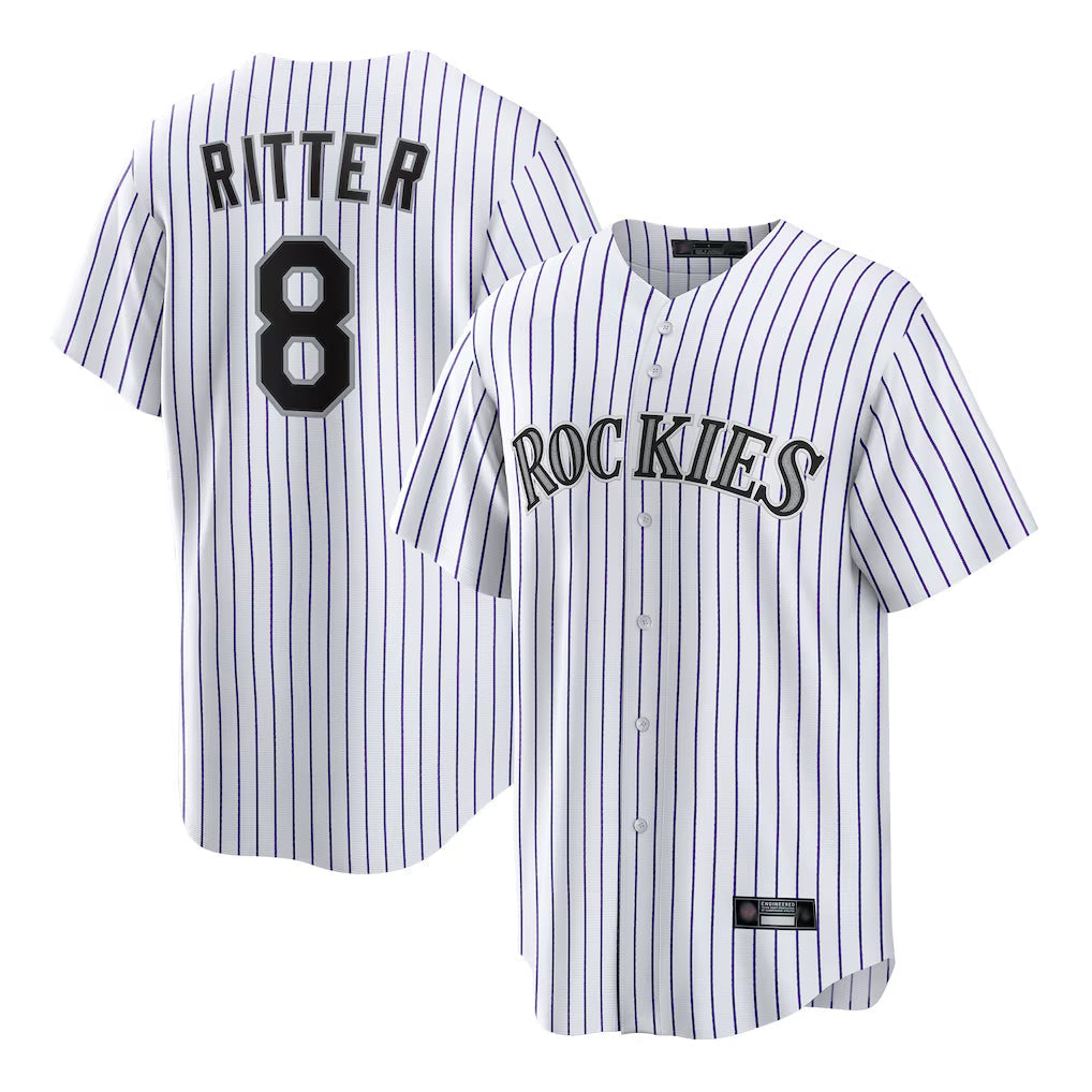 Odoa C.Rockies #8 Ryan Ritter Player White Game Home Stitched Jerseys