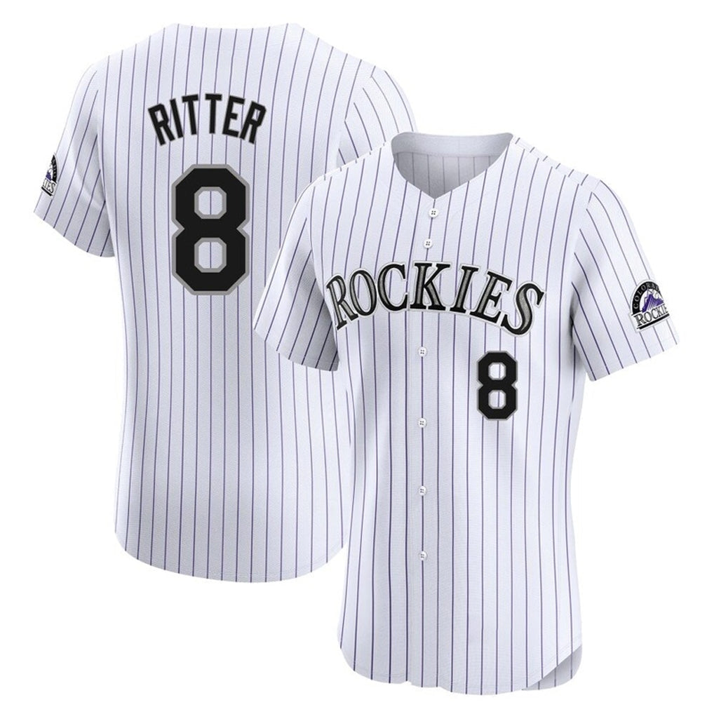 Odoa C.Rockies #8 Ryan Ritter Player White Limited Elite Home Stitched Jerseys
