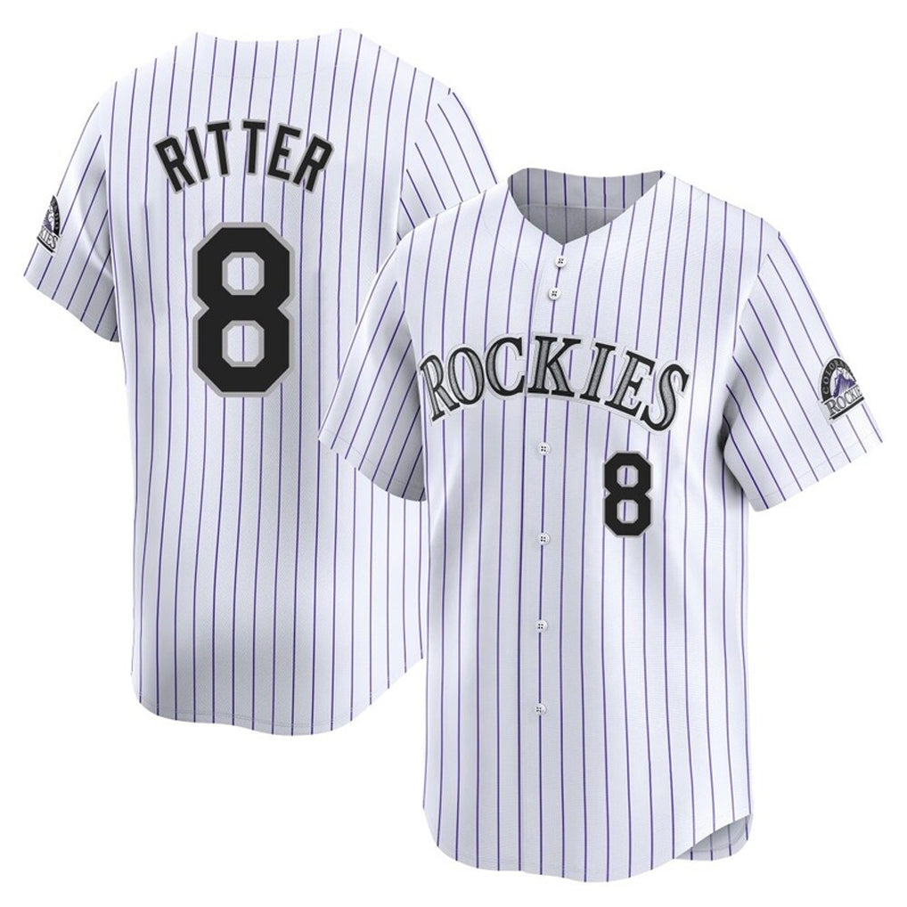 Odoa C.Rockies #8 Ryan Ritter Player White Limited Home Stitched Jerseys