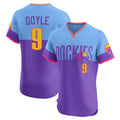 Odoa C.Rockies #9 Brenton Doyle Player Purple-Light Blue City Connect Limited Elite Home T-shirt Stitched Jerseys