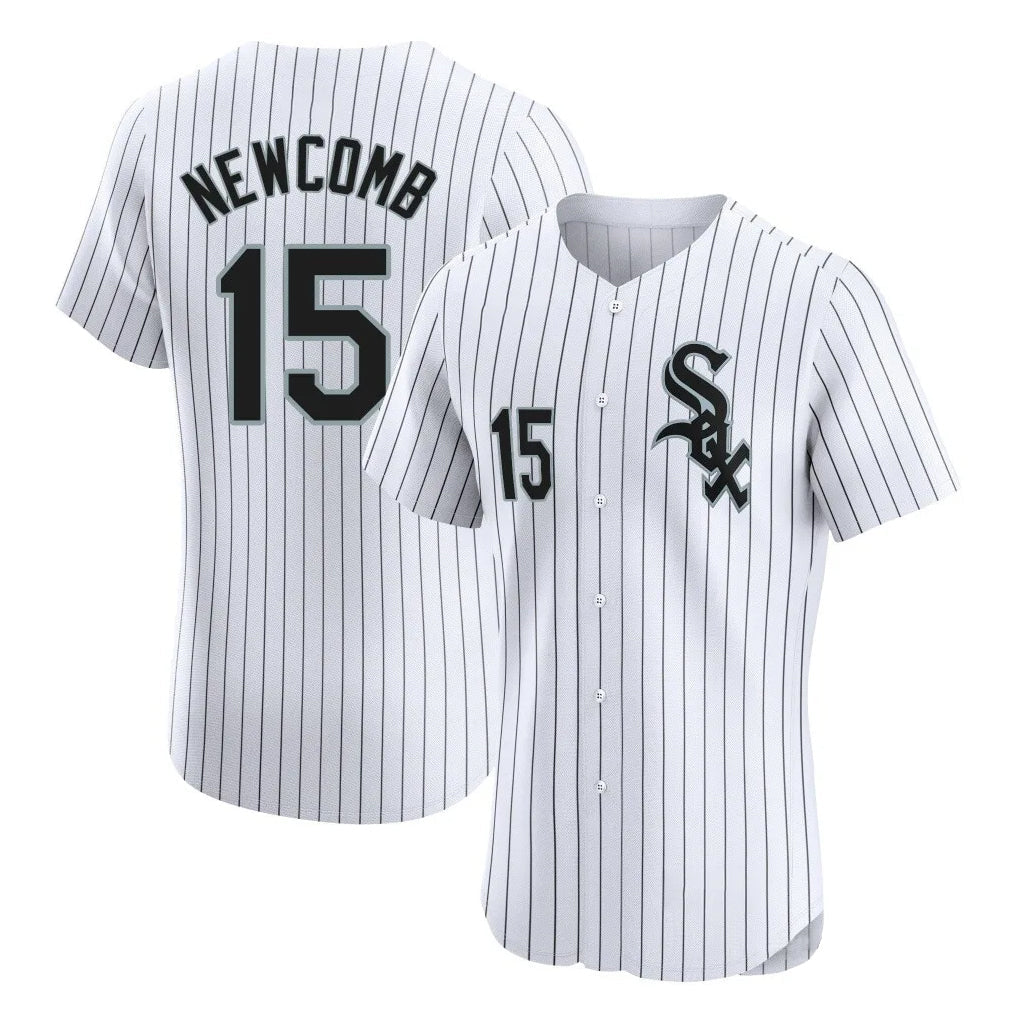 Odoa C.White Sox #15 Sean Newcomb Player White Stripe Limited Elite Home Stitched Jerseys