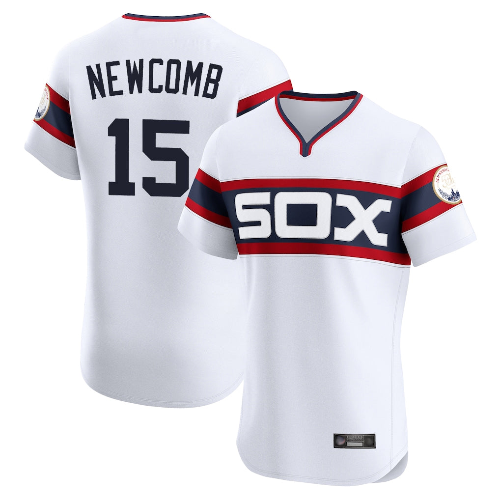 Odoa C.White Sox #15 Sean Newcomb Player White T-shirt Limited Elite Home Stitched Jerseys