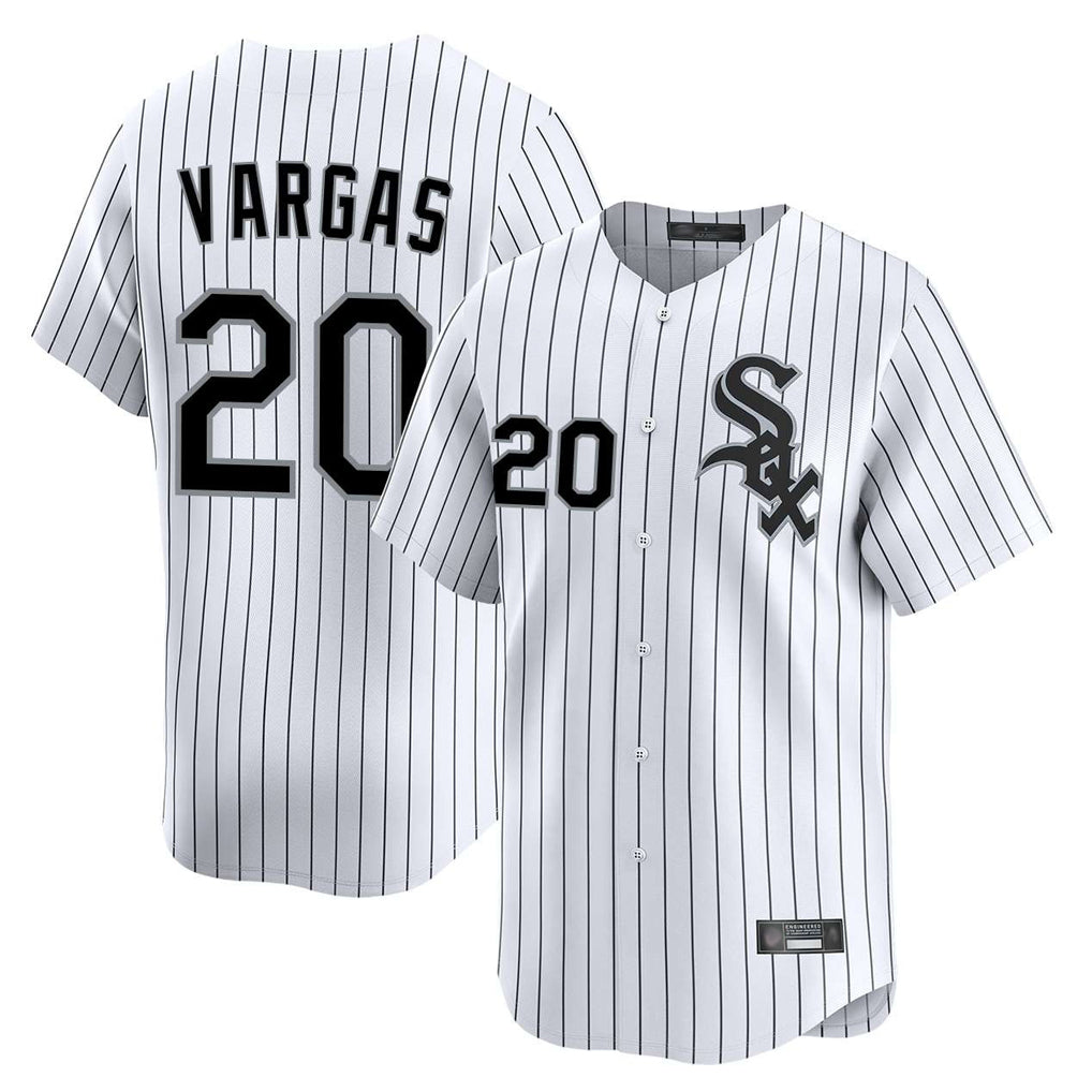 Odoa C.White Sox #20 Miguel Vargas Player White Stripe Limited Home Stitched Jerseys