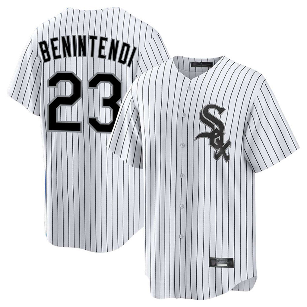 Odoa C.White Sox #23 Andrew Benintendi Player White Stripe Home Game Stitched Jerseys