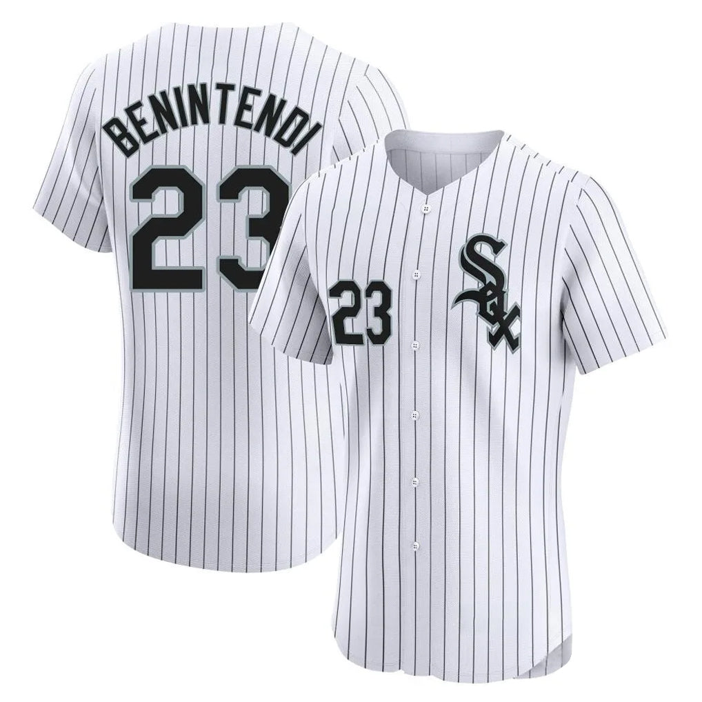 Odoa C.White Sox #23 Andrew Benintendi Player White Stripe Limited Elite Home Stitched Jerseys