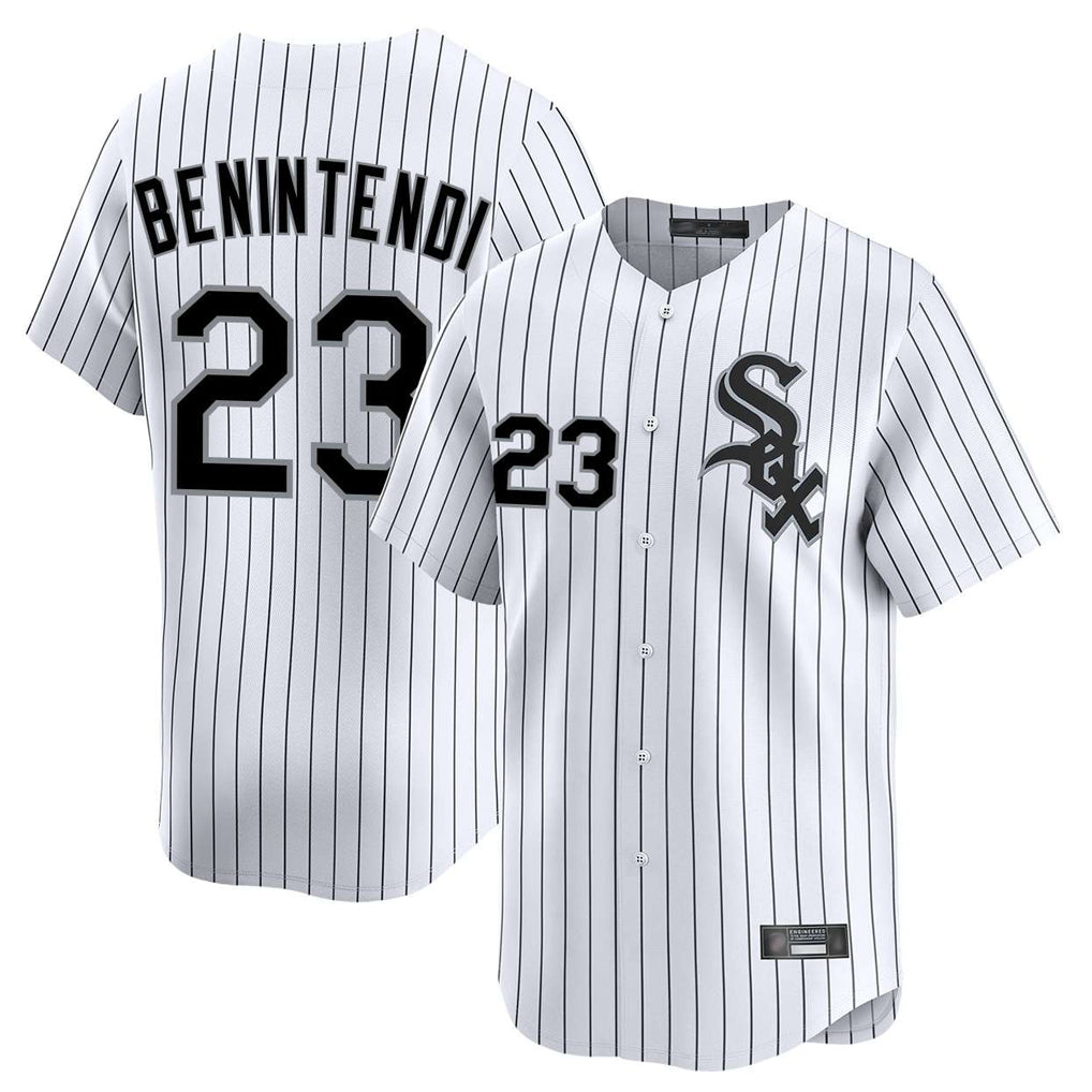 Odoa C.White Sox #23 Andrew Benintendi Player White Stripe Limited Home Stitched Jerseys