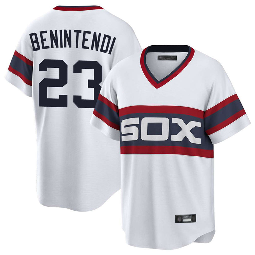 Odoa C.White Sox #23 Andrew Benintendi Player White T-shirt Home Game Stitched Jerseys
