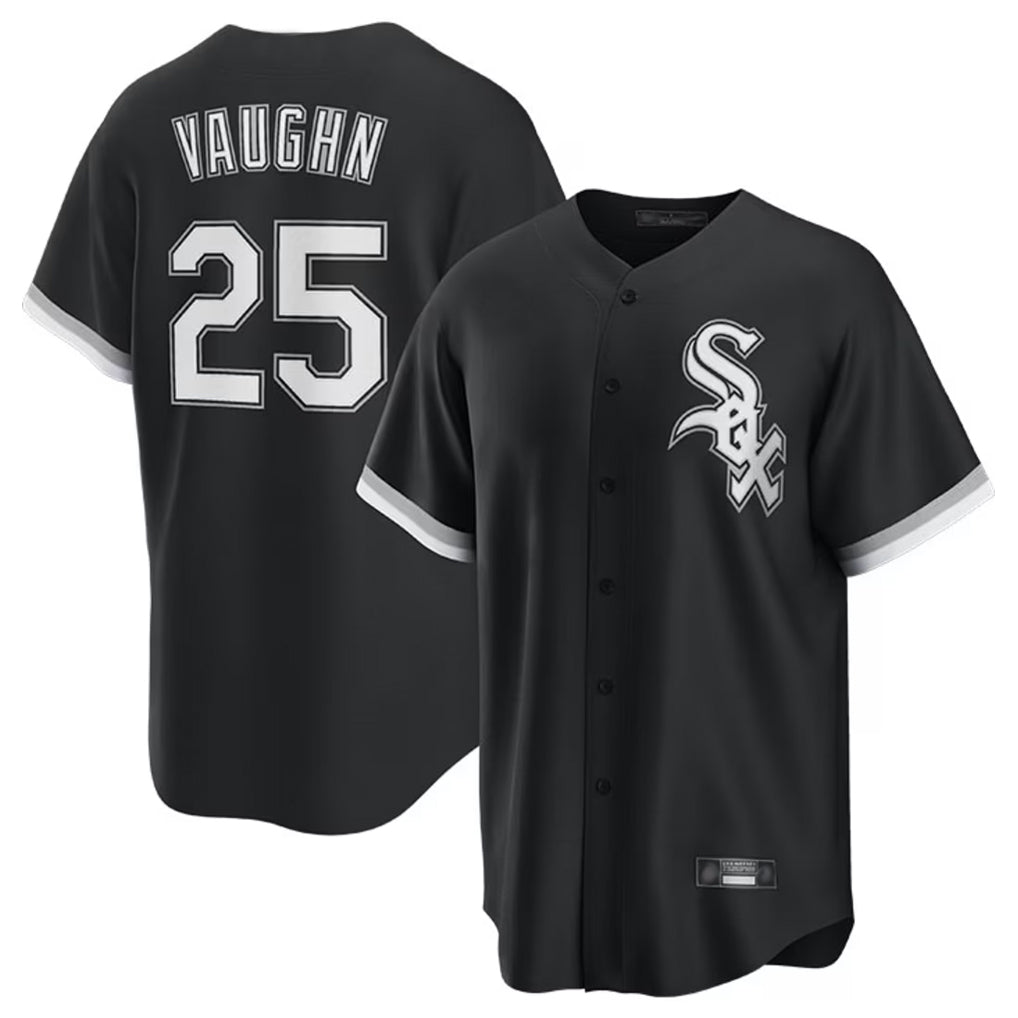 Odoa C.White Sox #25 Andrew Vaughn Player Black Home Game Stitched Jerseys