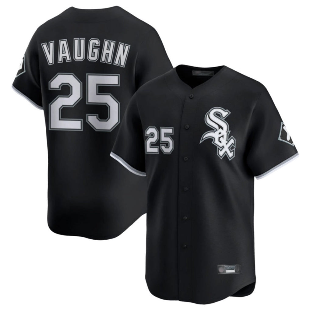 Odoa C.White Sox #25 Andrew Vaughn Player Black Limited Home Stitched Jerseys