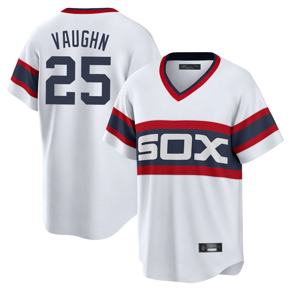 Odoa C.White Sox #25 Andrew Vaughn Player White Stripe Limited Home Stitched Jerseys