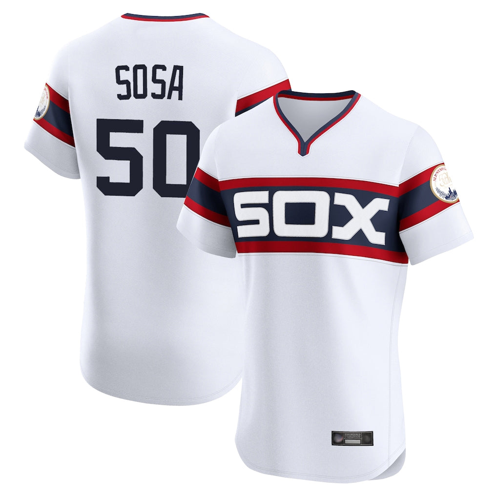 Odoa C.White Sox #50 Lenyn Sosa Player White T-shirt Limited Elite Home Stitched Jerseys