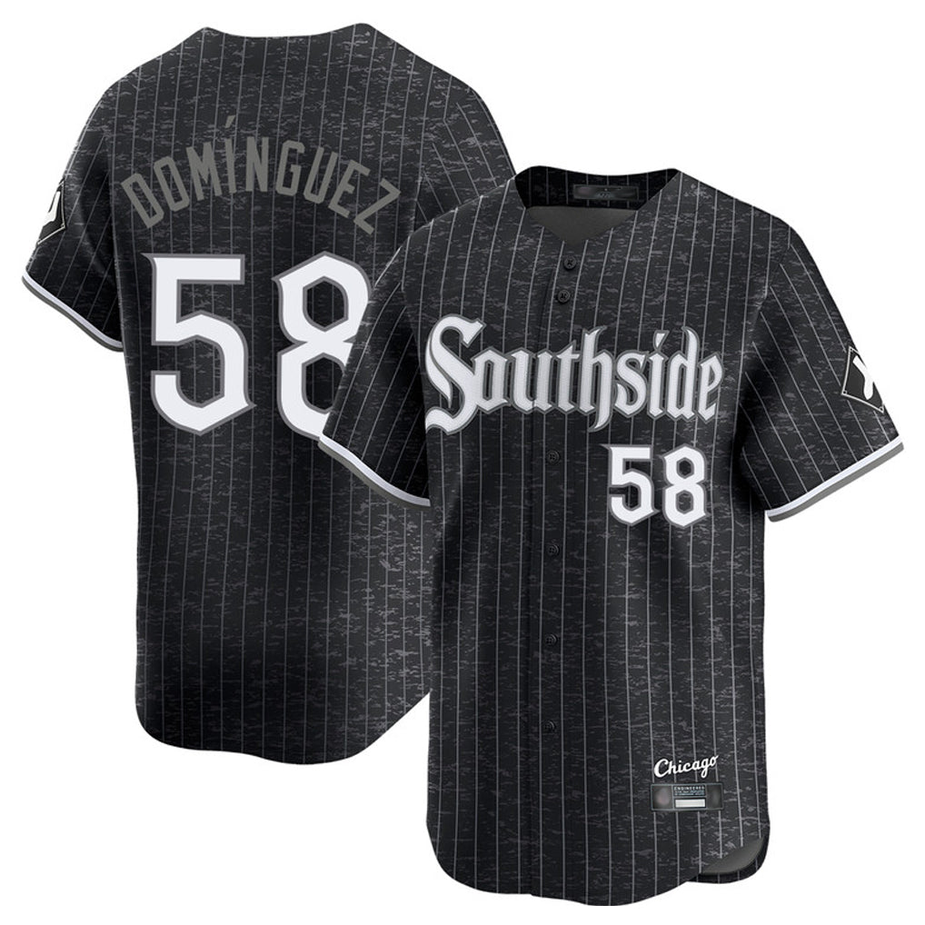 Odoa C.White Sox #58 Seranthony Dom¡§anguez Player Black City Connect Limited Home Stitched Jerseys
