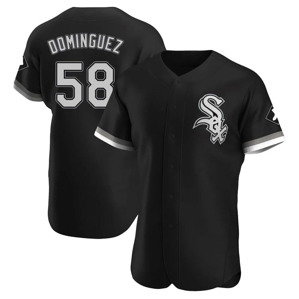 Odoa C.White Sox #58 Seranthony Dom¡§anguez Player Black Limited Elite Home Stitched Jerseys