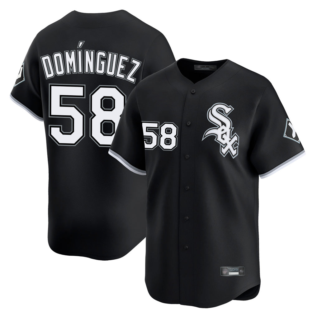 Odoa C.White Sox #58 Seranthony Dom¡§anguez Player Black Limited Home Stitched Jerseys