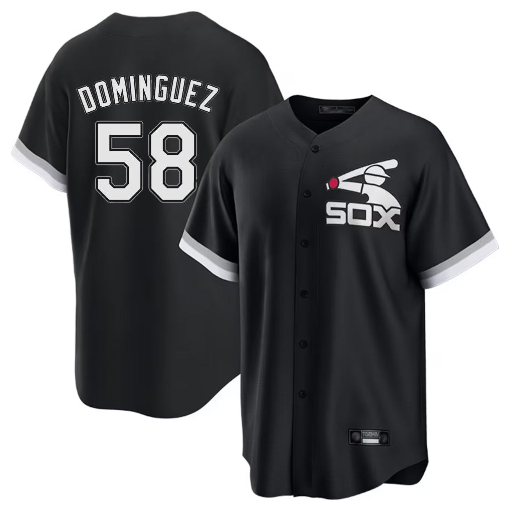 Odoa C.White Sox #58 Seranthony Dom¡§anguez Player Black Spring Training Game Stitched Jerseys