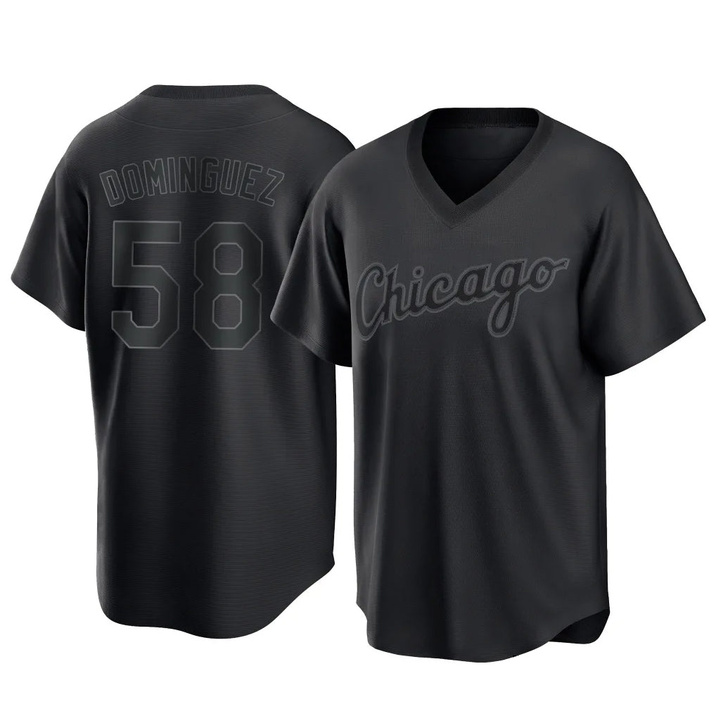 Odoa C.White Sox #58 Seranthony Dom¡§anguez Player Black T-shirt Home Game Stitched Jerseys