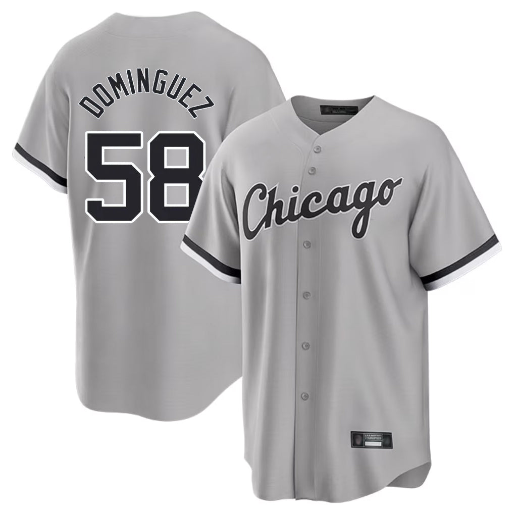 Odoa C.White Sox #58 Seranthony Dom¡§anguez Player Gray Home Game Stitched Jerseys