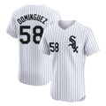 Odoa C.White Sox #58 Seranthony Dom¡§anguez Player White Stripe Limited Elite Home Stitched Jerseys