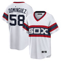 Odoa C.White Sox #58 Seranthony Dom¡§anguez Player White T-shirt Home Game Stitched Jerseys