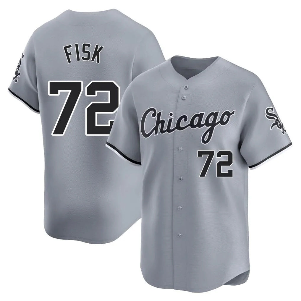 Odoa C.White Sox #72 Carlton Fisk Player Gray Road Limited Home Stitched Jerseys