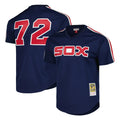 Odoa C.White Sox #72 Carlton Fisk Player Navy Mitchell & Ness Cooperstown Collection Mesh Game Stitched Jerseys