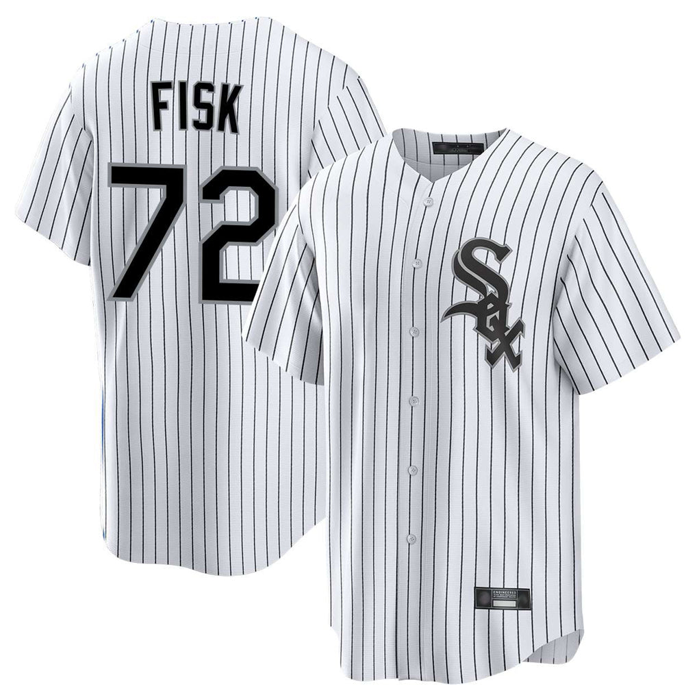 Odoa C.White Sox #72 Carlton Fisk Player White Stripe Home Game Stitched Jerseys