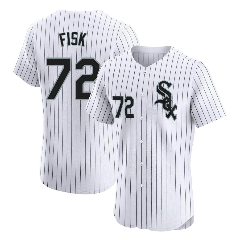 Odoa C.White Sox #72 Carlton Fisk Player White Stripe Limited Elite Home Stitched Jerseys
