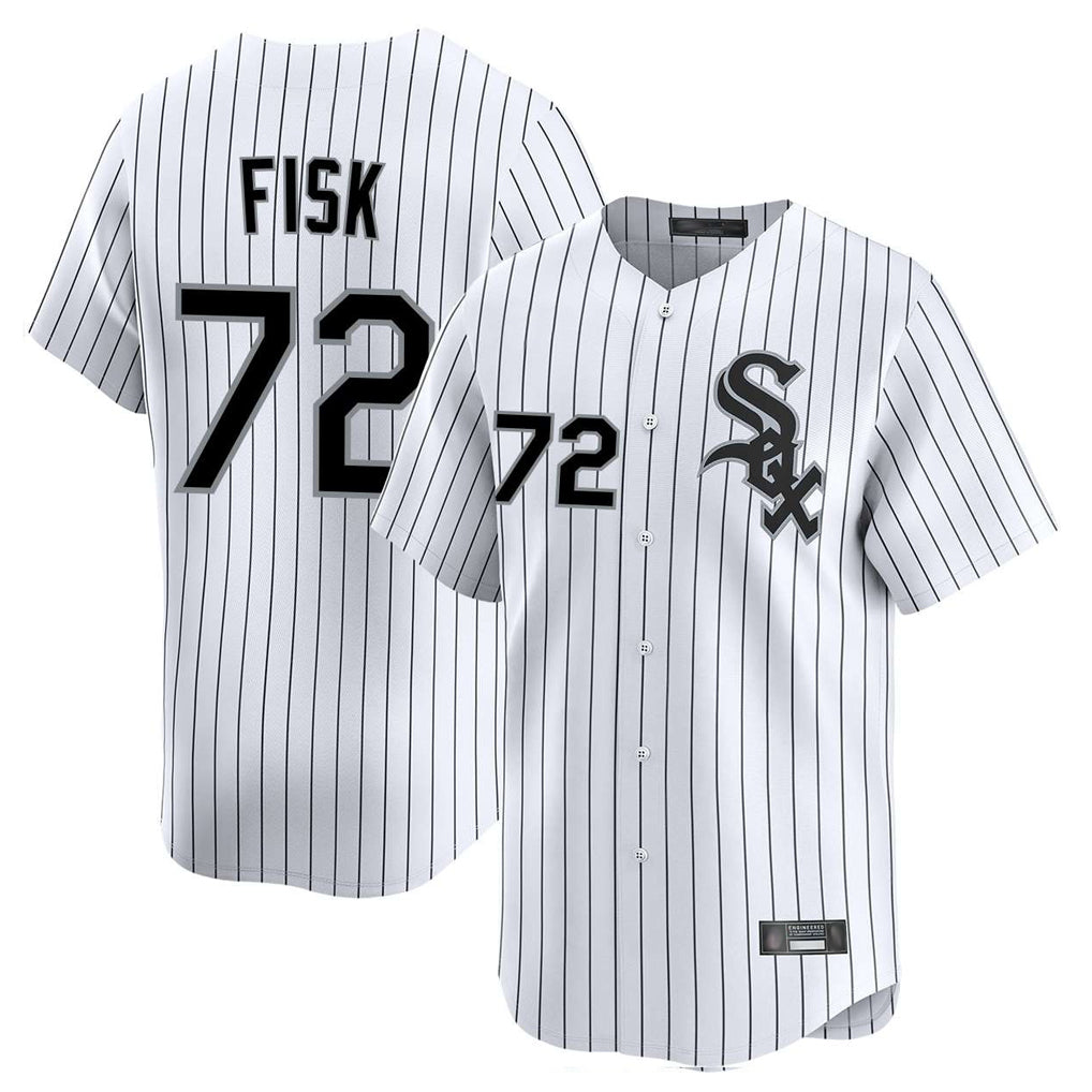 Odoa C.White Sox #72 Carlton Fisk Player White Stripe Limited Home Stitched Jerseys