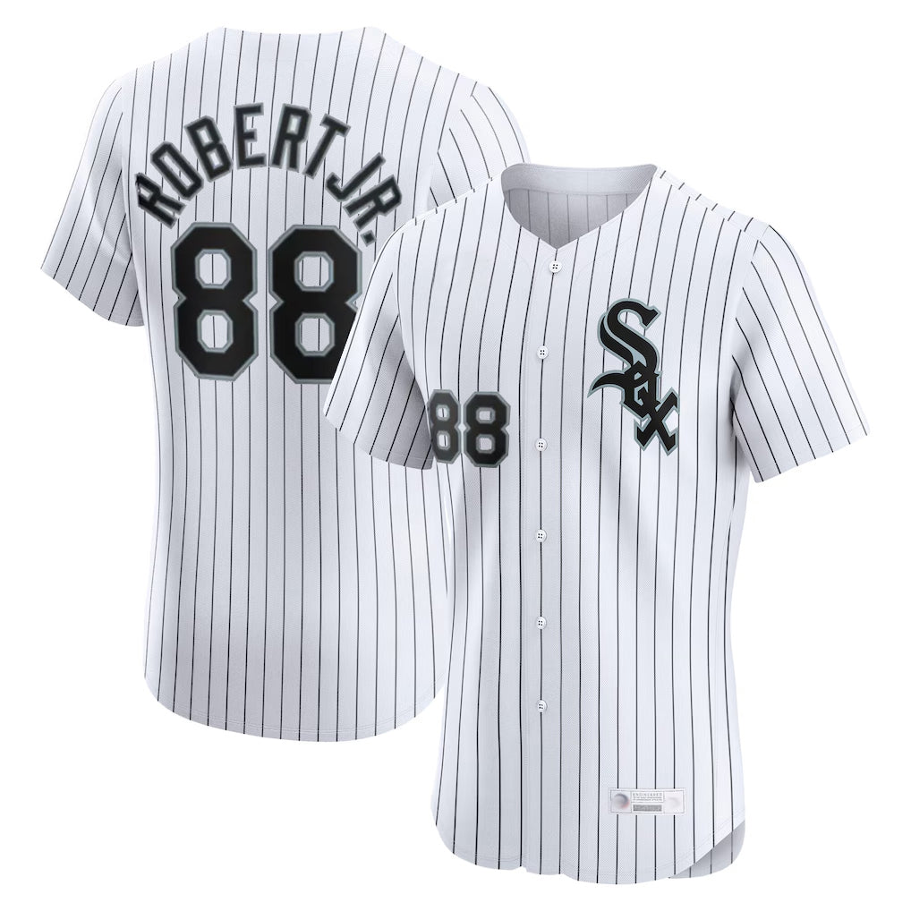 Odoa C.White Sox #88 Luis Robert Jr Player White Stripe Limited Elite Home Stitched Jerseys