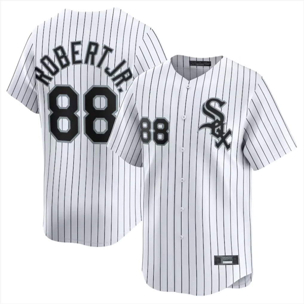 Odoa C.White Sox #88 Luis Robert Jr Player White Stripe Limited Home Stitched Jerseys