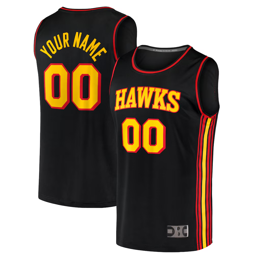 Odoa Custom A.Hawks Black Fast Break Replica Jerseys - Statement Edition
