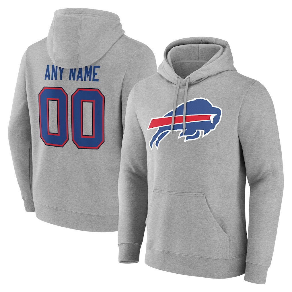 Odoa Custom B.Bills Gray Team Authentic Personalized Name & Number Hoodie Stitched Jerseys