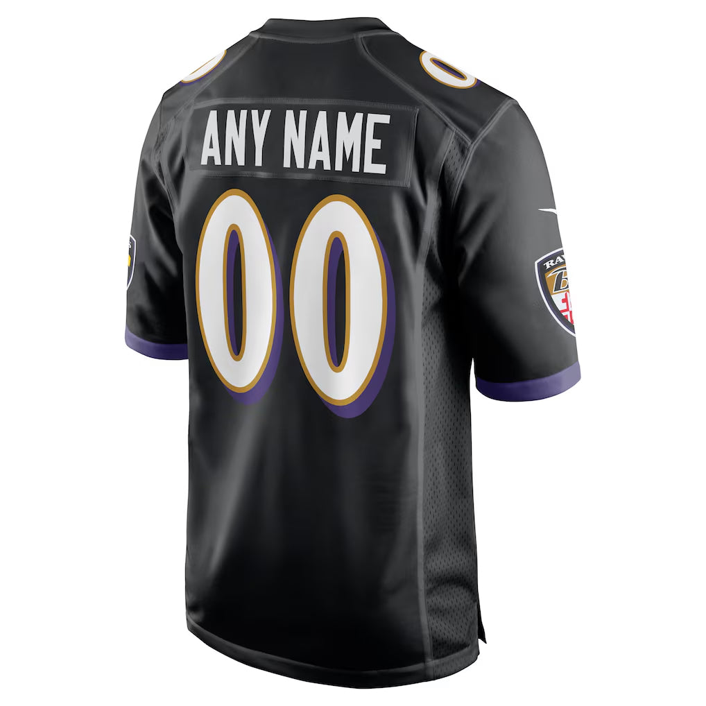 Odoa Custom B.Ravens Black Alternate Home Game Any Name & Numbers Stitched Jerseys